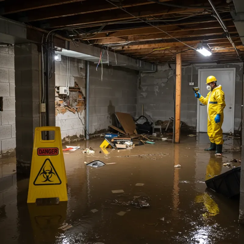 Flooded Basement Electrical Hazard in Lowell, IN Property